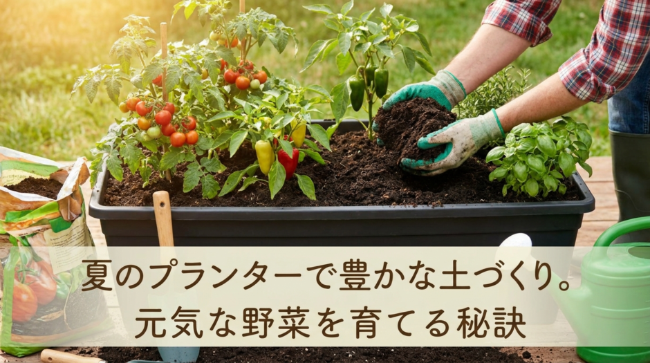 夏のプランターで豊かな土づくり。元気な野菜を育てる秘訣
